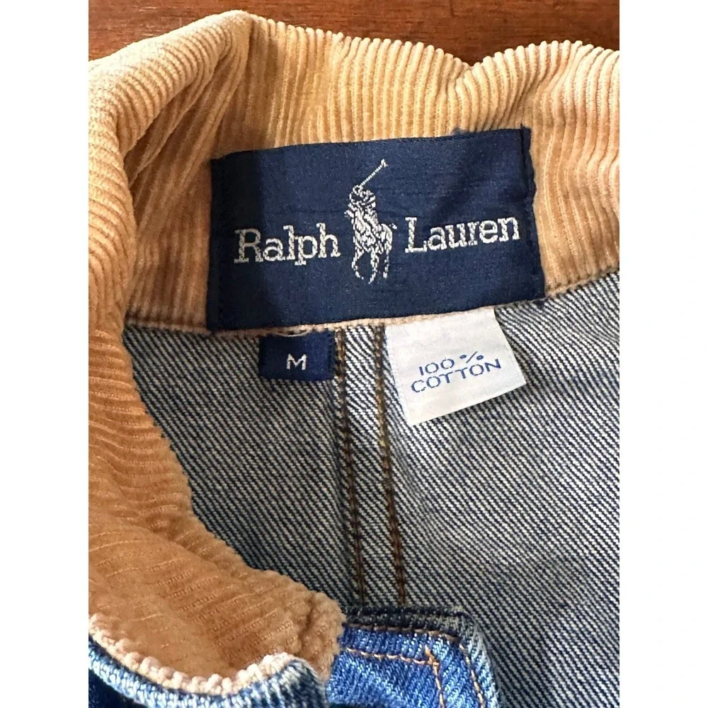 Vintage Ralph Lauren Denim Chore Jacket Corduroy Collar Mens Size M Western - Picture 4 of 13